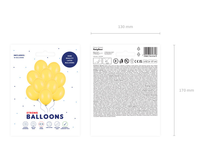 Balony Strong 27cm Pastel Honey Yellow 10szt SB12P-009-10 PartyDeco